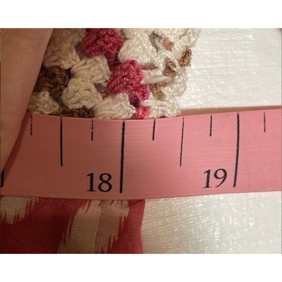 BCBG Pink Floral Boho Mini Dress Crochet Knit Silk Cotton Blend Size Small - Picture 8 of 12